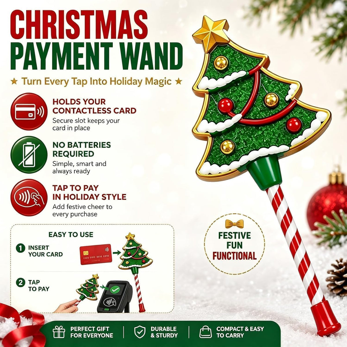 Chambered Jewels™ Christmas Tree Tap-to-Pay Wand